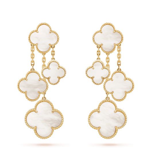 [Resenly Jewelry]CLOVER EARRINGS WHITE MOP 4 MOTIFS GOLD