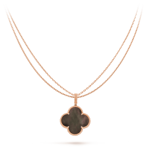 [Resenly Jewelry]CLOVER 25MM GOLD DARK MOP BIG CLOVER NECKLACE