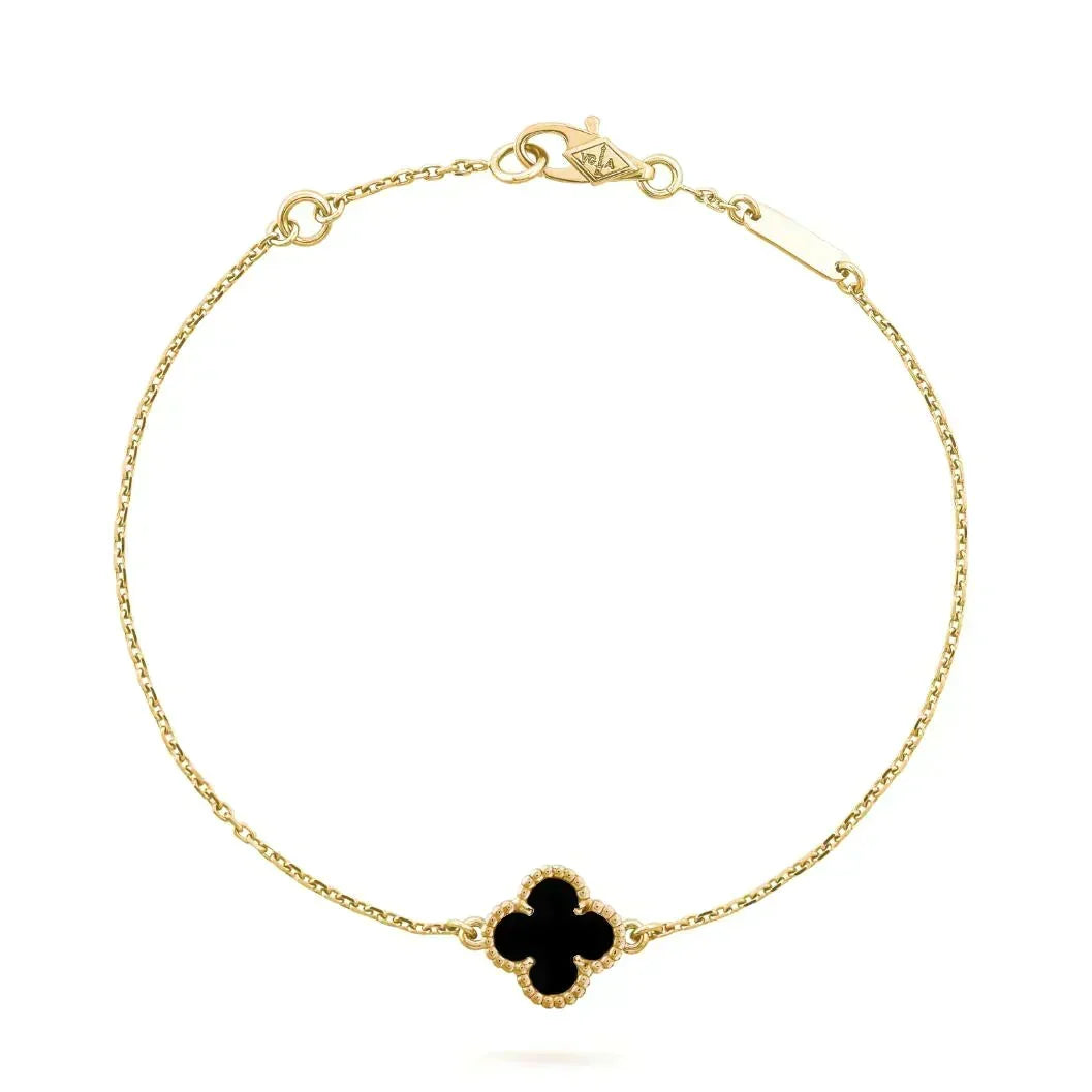 [Resenly Jewelry]CLOVER ONYX SINGLE FLOWER BRACELET