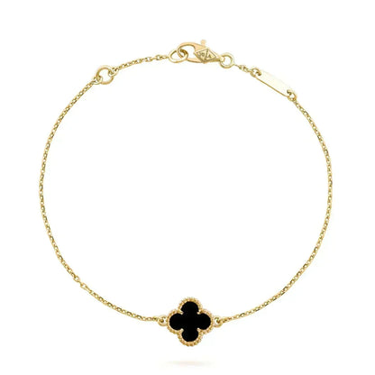 [Resenly Jewelry]CLOVER ONYX SINGLE FLOWER BRACELET