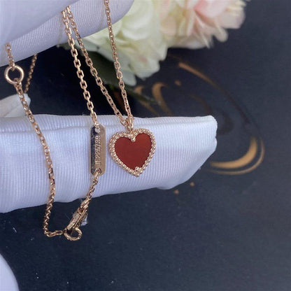 [Resenly Jewelry]SWEET CLOVER CARNELIAN HEART NECKLACE