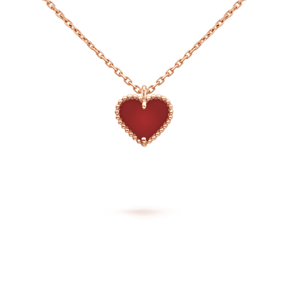 [Resenly Jewelry]SWEET CLOVER CARNELIAN HEART NECKLACE