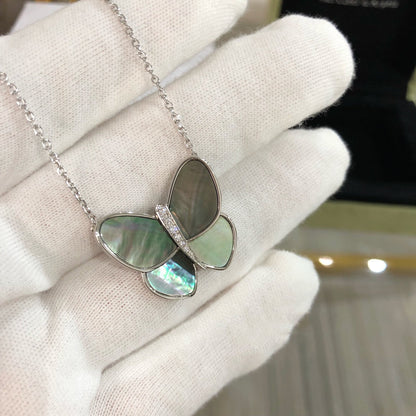 [Resenly Jewelry]LARGE BUTTERFLY SILVER PENDANT DIAMOND NECKLACE