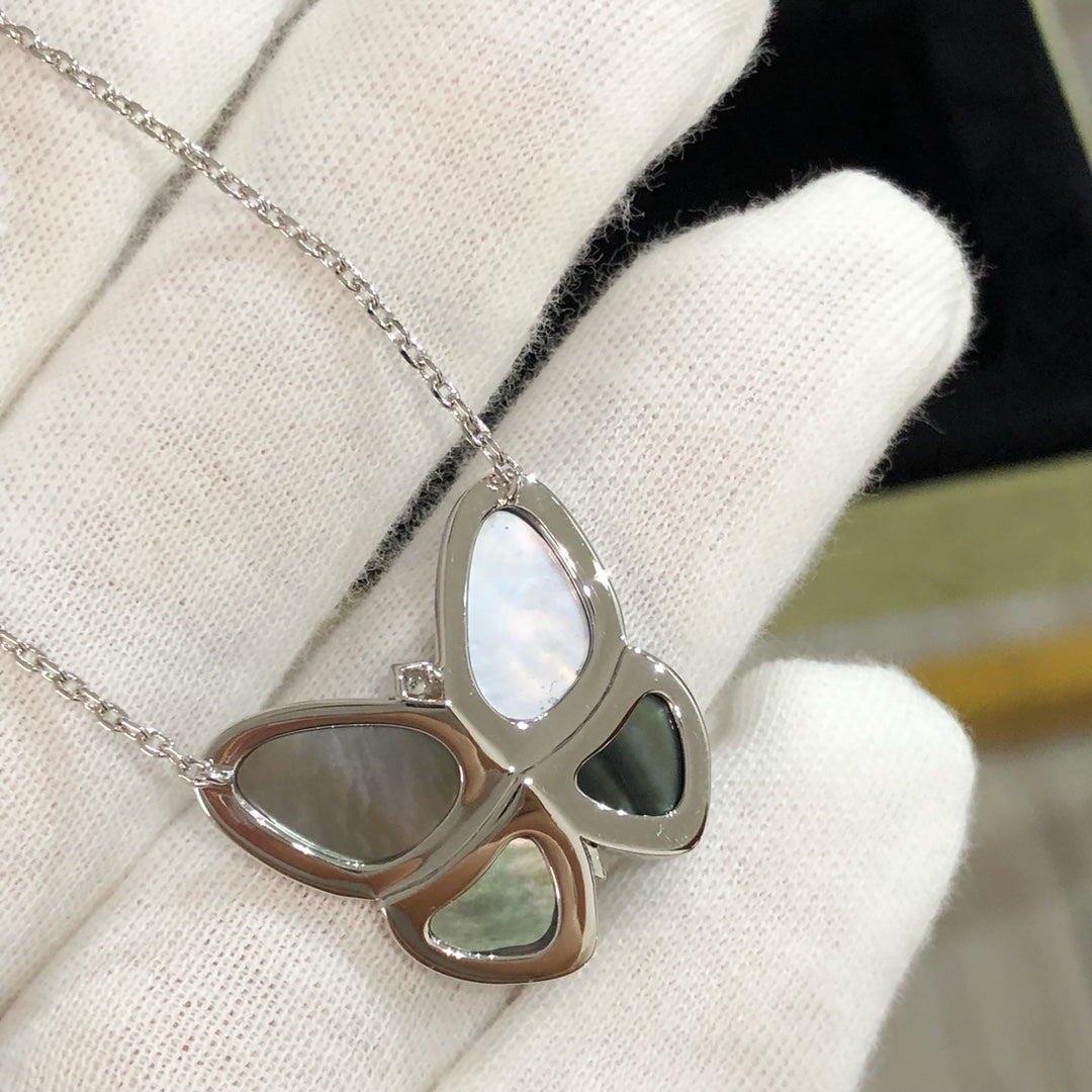 [Resenly Jewelry]LARGE BUTTERFLY SILVER PENDANT DIAMOND NECKLACE