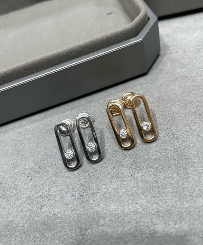 [Resenly Jewelry]MOVE UNO SMALL 1 DIAMOND EARRINGS