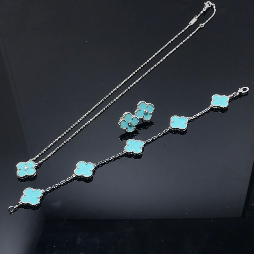 [Resenly Jewelry]CLOVER 1 DIAMOND BLUE SKY SILVER EARRINGS