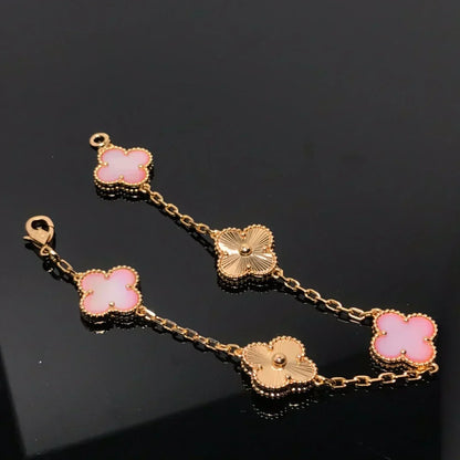 [Resenly Jewelry] クローバー 5モチーフ ピンクMOP ブレスレットコレクション