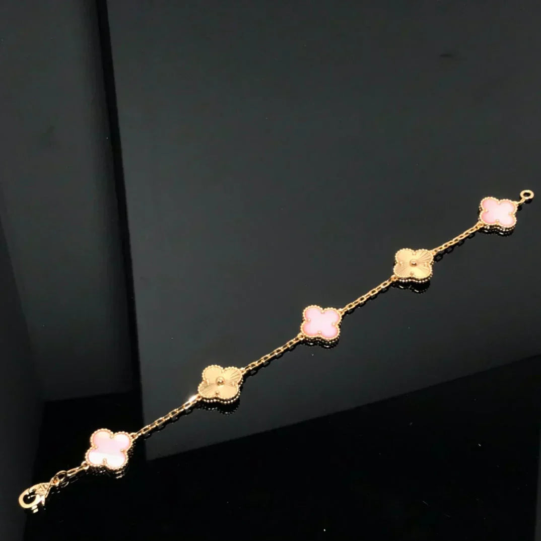 [Resenly Jewelry] クローバー 5モチーフ ピンクMOP ブレスレットコレクション