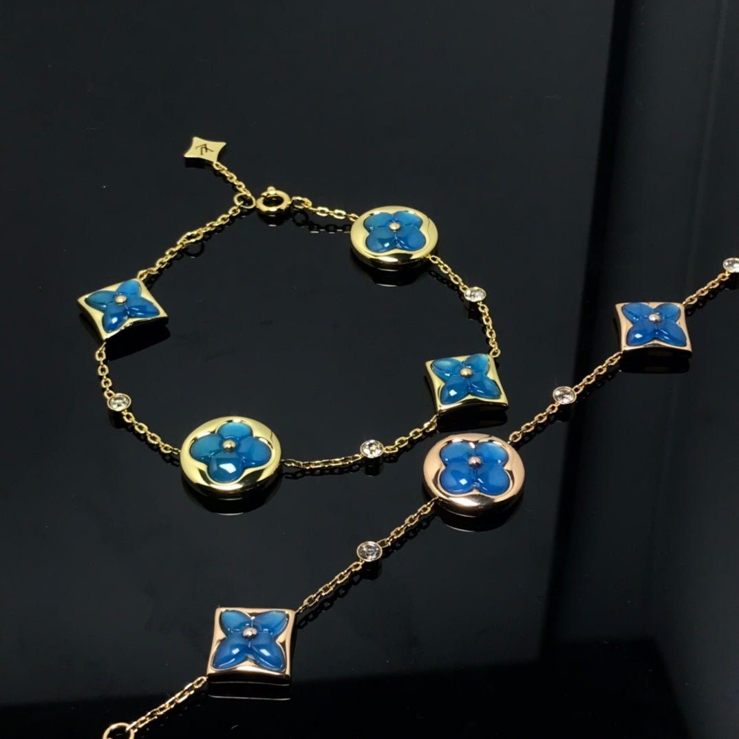 [Resenly Jewelry]スター＆サン 4モチーフ ブルー ブレスレット