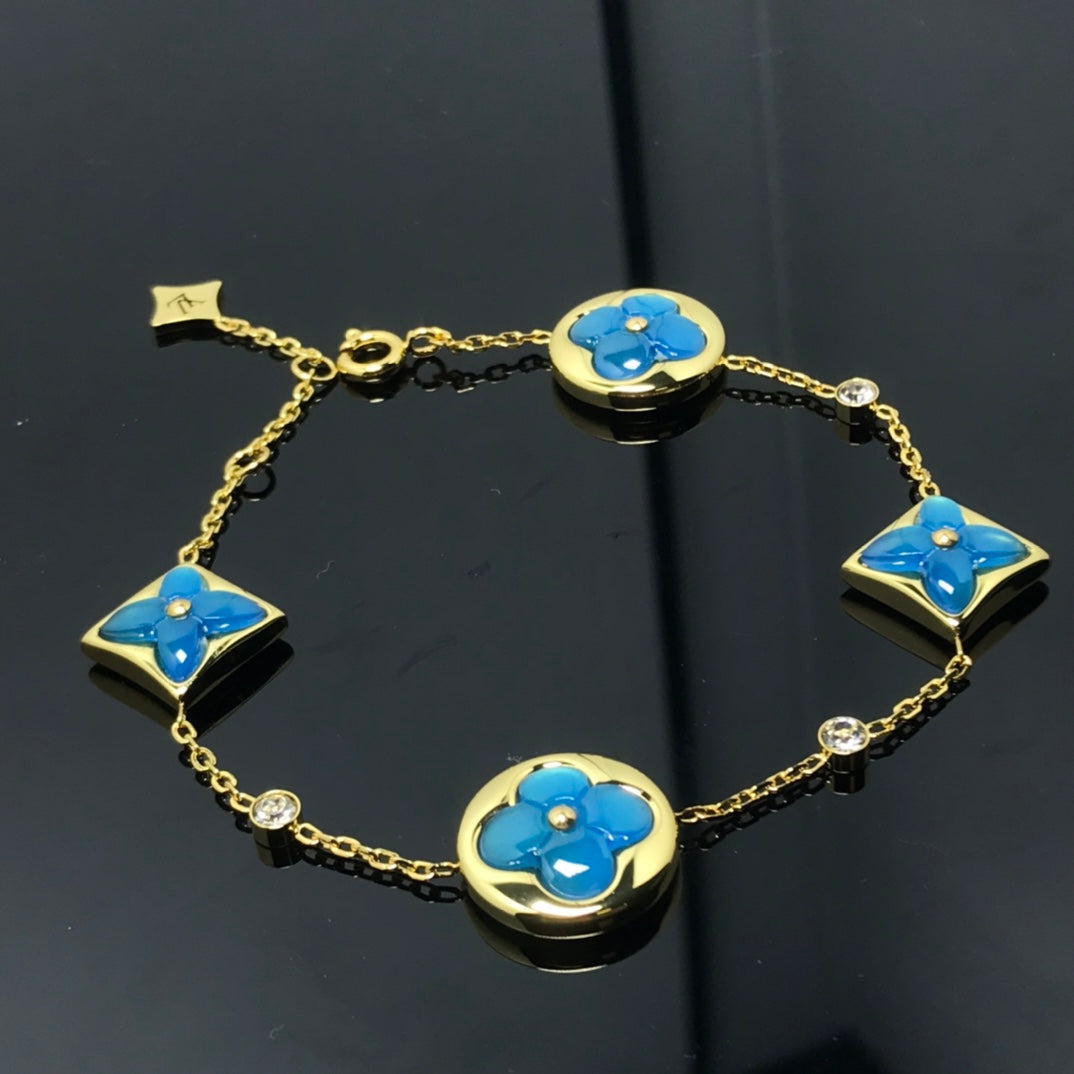 [Resenly Jewelry]スター＆サン 4モチーフ ブルー ブレスレット