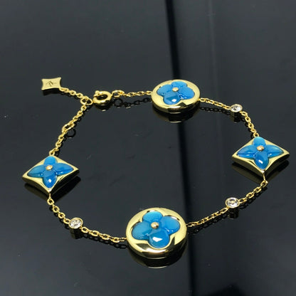 [Resenly Jewelry]スター＆サン 4モチーフ ブルー ブレスレット