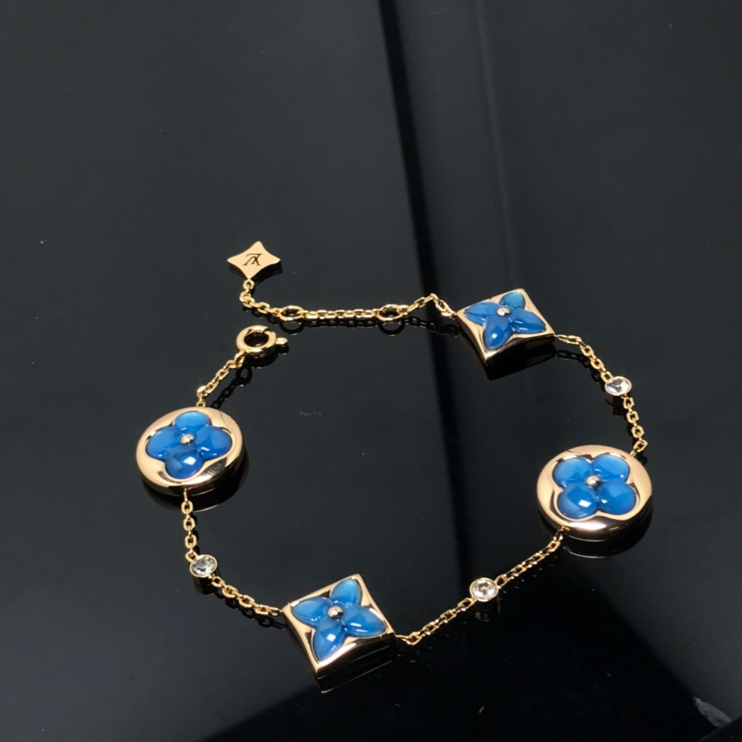 [Resenly Jewelry]スター＆サン 4モチーフ ブルー ブレスレット