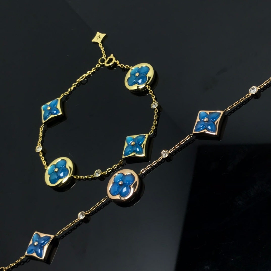 [Resenly Jewelry]スター＆サン 4モチーフ ブルー ブレスレット