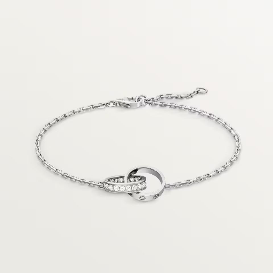 [Resenly Jewelry]LOVE ダブルリング ハーフダイヤモンド ブレスレット