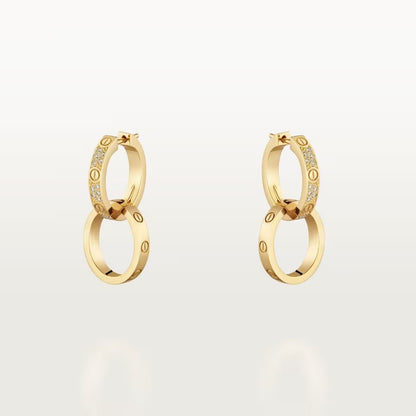 [Resenly Jewelry]LOVE 3.3MM DANGLE HALF DIAMOND EARRINGS