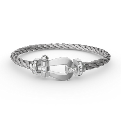 [Resenly Jewelry]FORCE LARGE HORSESHOE HALF DIAMOND BRACELET SILVER