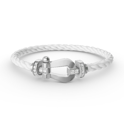 [Resenly Jewelry]FORCE LARGE HORSESHOE HALF DIAMOND BRACELET SILVER
